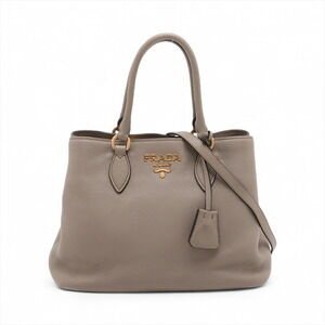 Prada Vitello Phoenix Leather Handbag Brown